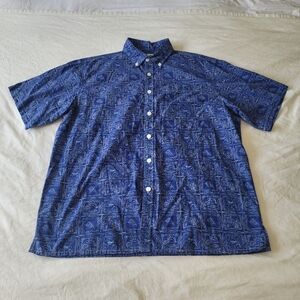 YIUME Mens Hawaiian Shirt Ocean Marine Life Short Sleeve Size Large Blue